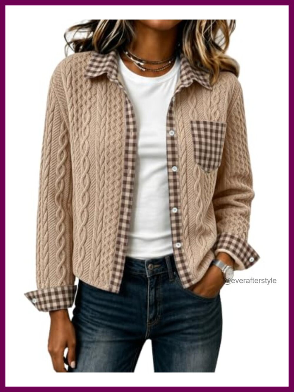 Cropped Denim Collared Bomber Jacket Cable Knit Shacket